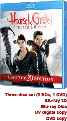 Hansel & Gretel: Witch Hunters - Rated and Unrated Versions / Blu-ray 3D / Blu-ray / DVD / Digital Copy / UltraViolet